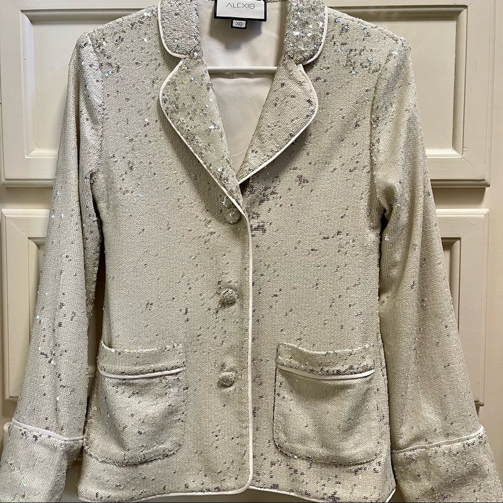 Alexis XS sequin jacket with satin trim